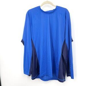 Lands End Men Size XXL 50 52 Swim Shirt Blue Long Sleeve Rash Guard Bathing Suit